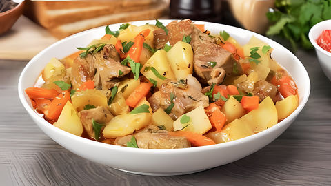 В этом классическом рецепте жаркого из свинины с картофелем и морковью, есть все необходимые специи, которые... 