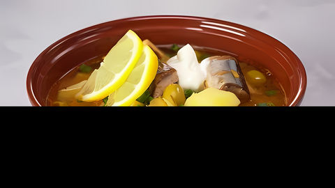 Вкусная СБОРНАЯ СОЛЯНКА с рыбными консервами готовится с соблюдением всех правил варки этого популярного супа. 