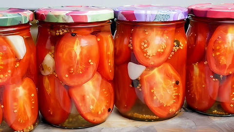 Рецепт: помидоры - сколько влезет в банку чеснок - 1 зубчик в банку кориандр - 1/2 ч. л. в банку семена горчицы - 1/2 ч. л. в... 